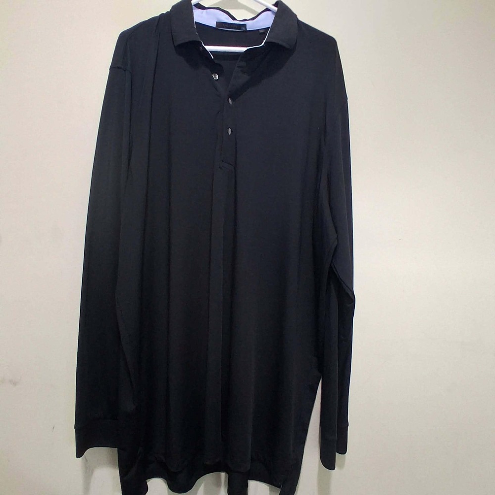 Greyson Mens XXL Black Long Sleeve‎ Polo Shirt Performance Stretch Golf Top